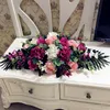 Dekoratif çiçek çelenk lüks diy düğün dekor masası çiçek koşucusu yapay sıra düzenleme centerpieces gül zambak peonies yeşil le