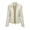 Lady Jacket Solis Color Faux Couro à prova de vento Slim Lady Casat for Motorcycle Riding L220801