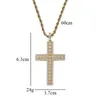 Halsketten mit Kreuz-Anhänger aus kubischem Zirkon, 3 mm gedrehte Seilkette, echtes Gold, versilbertes Kupfer, glitzernde Zirkon-Halskette, Schmuck für Männer, Geschenke