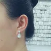 Iced Out Studs Drop Серьги роскошные кубические циркониевые женщины висят модным блинчиком страза