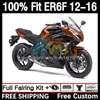 Kawasaki Ninja için Enjeksiyon Kalıpları Fairings 650R ER-6F ER6 F ER 6F ER6F 12 13 14 15 16 GÜNCEL 11DH.57 650-R 2013 2014 2015 2016 650 R 2012-2016 OEM Vücut Koyu Turuncu