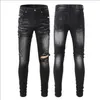 Hot Sell Mens Designer Jeans Distressed Ripped Biker Slim Fit Motorfiets Bikers Denim voor Heren Fashion Mans Black Pants