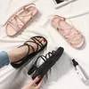 2022 womens Sandals flat heel slides slippers ankle strap cross casual shoes green pink nude black red sports sneakers
