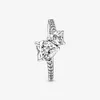 100% 925 Sterling Zilveren Dubbele Hart Fonkelende Ring Voor Vrouwen Trouwringen Mode-sieraden Accessories256P