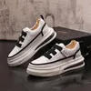 Fashion Lace Up Business Dress Wedding Party Shoes Comfortable Vulcanized White Casual Sneakers Breathable Round Toe Thick Bottom Driving Walking Loafers W89