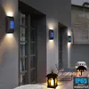 Luzes solares de LEDs inteligentes Lâmpadas de parede ao ar livre à prova d'água para varanda de varanda lâmpada de lâmpada de jardim de decoração de rua luz solar