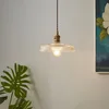 Lampes suspendues Style japonais Lustre en verre en laiton Nordic Simple Chambre Tête de lit Petit Couloir Balcon Bar Restaurant LightPendant
