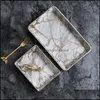 Kitchen Storage Organization European Marble Trays Ceramic Jewelry Tray Dinner Gold Inlay Porcelain Dessert Plate Steak Fruit Snack Drop D