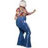 Calças de tamanho grande feminino desgaste as mulheres urbanas jeans moda alta cintura buraco borda de lavagem de água vintage casual efunda de atacado.