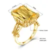 Bagues de cluster Luxe Brillant 13 18mm Grand Rectangle Citrine Bague Pour Femmes Avec Pierre Solide 925 Sterling Argent Femelle Bijoux Tendance Délicate