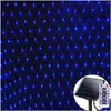 سلاسل زخارف الحديقة LED Solar Net Mesh String Light Christmas Holiday Fairy Garden Garden Window Starter Icicle Lights Garland