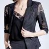 Women's Jackets Spring Summer Women 3/4 Sleeve Plus Size 6XL Sun Protection Clothing Sexy Hollow Lace Slim Shawl Office Ladies Work Wear X24