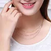 Chaînes bijoux fins véritable collier en or 18 carats mode Simple pur AU750 pendentif chaîne pour femmes cadeau de mariage NE001 chaînes Gord22