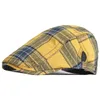 Berets Classic Plaid Flat Hat Men Peak Beret Cap Herringband Sboy Unisex Duckbill Hats For Women Visor verstelbare dropberets