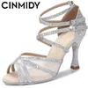 Cinmidy Latin Dance Shoes Women Rumba Samba Ballroom Party Ladies Dancing Heels Black Sexy Sandals Golden Wedding 220721