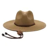 Sombrero de paja de Panamá de ala ancha para hombres con correa para la barbilla Jardín de verano Playa Sombrero para el sol Lazo de cinta UPF 50 220525