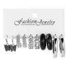 5 paires femmes balancent noir papillon pendentif boucles d'oreilles ensemble créatif Simple acrylique Type C chaîne perle boucles d'oreilles bijoux