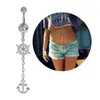 Dangle Boat Anchor Belly Button Ring 14G 316L Stainless Steel Vessel Navel Barbell Body Jewelry