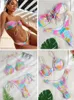 Seksi Üçgen Bikini Set String Bikinis Patchwork Mayo Push Up Mayo Kadın Micro Thong Biquini Piled Mayabalar 220629