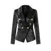 PL019 Designing Animal occasions Crocodile Pattern Leather Black Blazer Women Slim Fit Double Breasted Buttons Luxurious PU Street Jackets