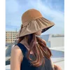 colle crème solaire chapeau noir femme été creux respirant parasol chapeau de paille ultraviolet large bord couverture visage arc pêcheur chapeau