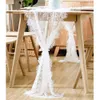 White Floral Lace Table Runner Wedding Party Burlap Natural Jute Imitated Linen Rustic Table Home Decoration