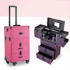 Fashion Trolley Cosmetic Case Aluminium Portable Travel Makeup Professional Box Spinner Wheels Bagage J220708 J220708