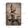 Classic Garage Poster Vintage Metal Pintura SIGN CARRO CARRO DE LINATOS RETRO PLAQUE RACA PUSTERS SEXY GIRL TOLAR