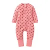 Autumn unisex spädbarn långärmad romper småbarn flickor lila jumpsuit roupas bebes sömnkläder 0-2 år babykläder G220510