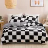 Ensemble de literie noir et blanc Grille Treillis Linge de lit Simple Summerﾠ Ensembles de couette Couverture King Size Consolateur Queen Twin Bedroom Luxury CX220317