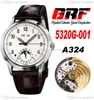 GRF Grand Perpetual Calendar 5320G-001 A324 Orologio da uomo automatico Cassa in acciaio Quadrante bianco Numeri di marcatori Cinturino in pelle marrone Super Edition Puretime B2