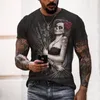 Męskie koszulki czaszka drukująca męska koszulka punkowa 3d Knight T Shirt Summer Men Casual Vintage Hip Hip Er TEE TOP HOMME Ubrania ubrań