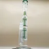 16 "Three Layer Heady Bong Green Straight Hookah Water Pipe Bong Glass Bongs rökrör Bongs Vattenflaskor Dab Rigg Size 18mm Kvinnlig fog