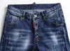 Herr designerjeans Distressed Ripped Biker Slim Fit Motorcykel Bikers Denim för herrmode Mans svarta byxor pour hommes