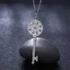 ZEMIOR Chokers Necklaces For Women 925 Sterling Silver Trendy Full Cubic Zirconia Key Necklace Fine Jewelry Anniversary Gift