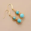 Dangle & Chandelier Unique Women Earrings Turquoises Gold Tone Hoop Natural Stone Boho Jewelry Gifts DropshipDangle Farl22