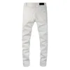 2024 Homme Blanc Jeans Denim Hommes Skinny Biker Slim Genou Ripped Rock En Détresse Moto Régulière Fit Street Plus Taille Tendance Guys Longue Droite Z