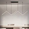 Modern Minimalist Wave Line Led Chandelier LAMP For Table Dining Kitchen Restaurant Nordic Coffee Bar Table Pendant Hanging Light 26W