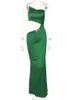 Mozision Satin Sexy Hollow Out Maxi Dress Women Green Spaghetti Strap Elegant Dresses Summer Skinny Fashion Party Clubwear 220629