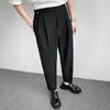 Costumes pour hommes Blazers pour hommes noir/blanc pantalon de costume hommes mince mode sociale hommes robe version coréenne lâche pantalon formel droit