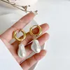 Hoop Huggie Circle Kolczyki Vintage High Imitation Baroque Pearl Gold Earclip Kobiet Biżuteria Złote Punk Roundhoop Kirs22