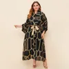Plus Size Dresses Large Elegant Maxi Dress 2022 Spring Women Party Evening Long Oversized Muslim Robe Festival Clothing With BeltPlus