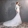 2022 Robe de mariée nuptiale Petite arrière nouvelle queue de poisson à une épaule mince simple en dentelle