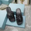 Modekreuzlederbänder Frauen Kalbskinne Sandalen schwarz weiß dicke Sohle Open-Toe-Objektträger mit Originalbox und Etikettgröße 35-40