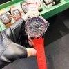 Roger masculino redondo grande limpo-fábrica oco relógio moda dial personalidade luxo automático mecânico turbilhão à prova dwaterproof água