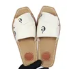 652 Neueste Marken-Frauen Woody flache Gurtband-Slipper Designer Lady Womens Schriftzug Stoff Outdoor-Ledersohle Slide Slides Hausschuhe Größe 35-42