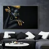 Black Gold Nude African Woman Oil Painting on Canvas Cuadros Posters and Prints Scandinavian Wall Picture for Living Room