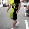 Summer Trend Men S Suit Casual Beach Shorts Sea View 3D Printing Short Gewoon O Nek T -shirt 2 -delige set 220621