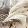 Dekoratif çiçek çelenk krem ​​renk 60cm pampas çim kabarık kurutulmuş kapalı doğal dekor buket boho oturma odası dekorasyon hediyeDecorat