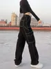 ウィーキープポケットパッチワークバギーファッションストリートウェア100％コットン女性デニムズボンルースカーゴパンツ韓国ジーンズハラジュク220722